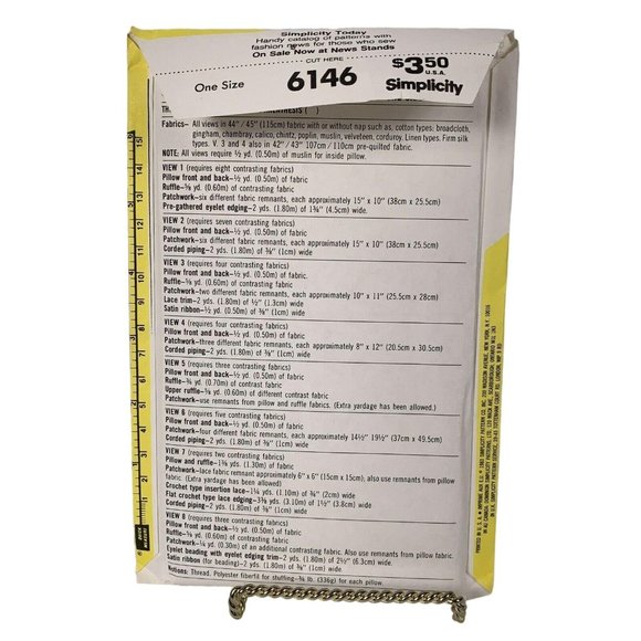 UNCUT Vintage 1983 Patchwork 15 Inch Pillows Pattern Simplicity 6146 Countrycore - Picture 5 of 7